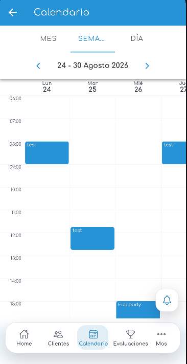 Calendario con grilla horaria